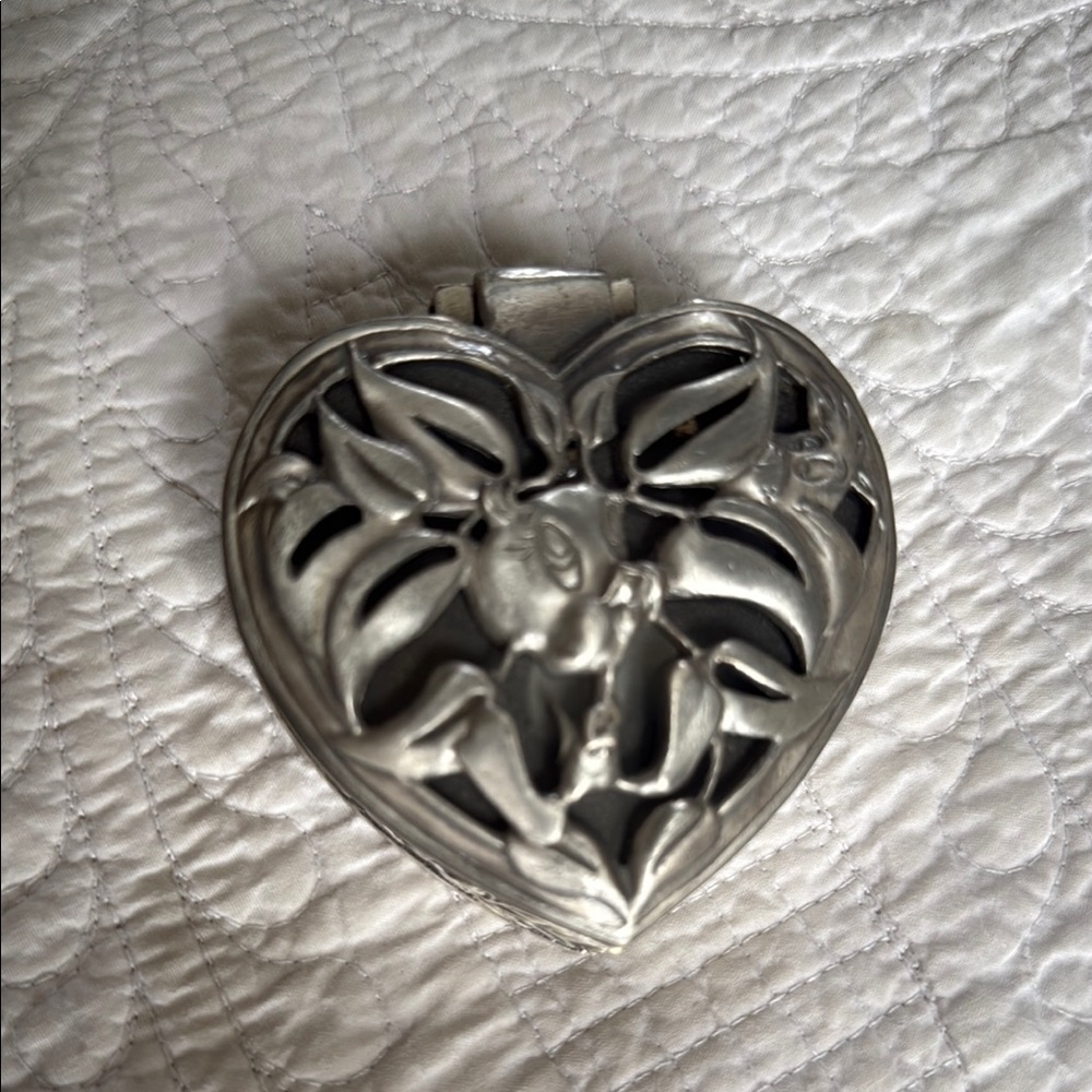 Heart-Shaped Silver Trinket Box